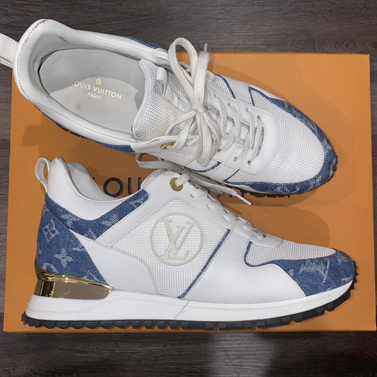 Louis Vuitton 'Run Away' Sneaker Blue denim LV - Depop