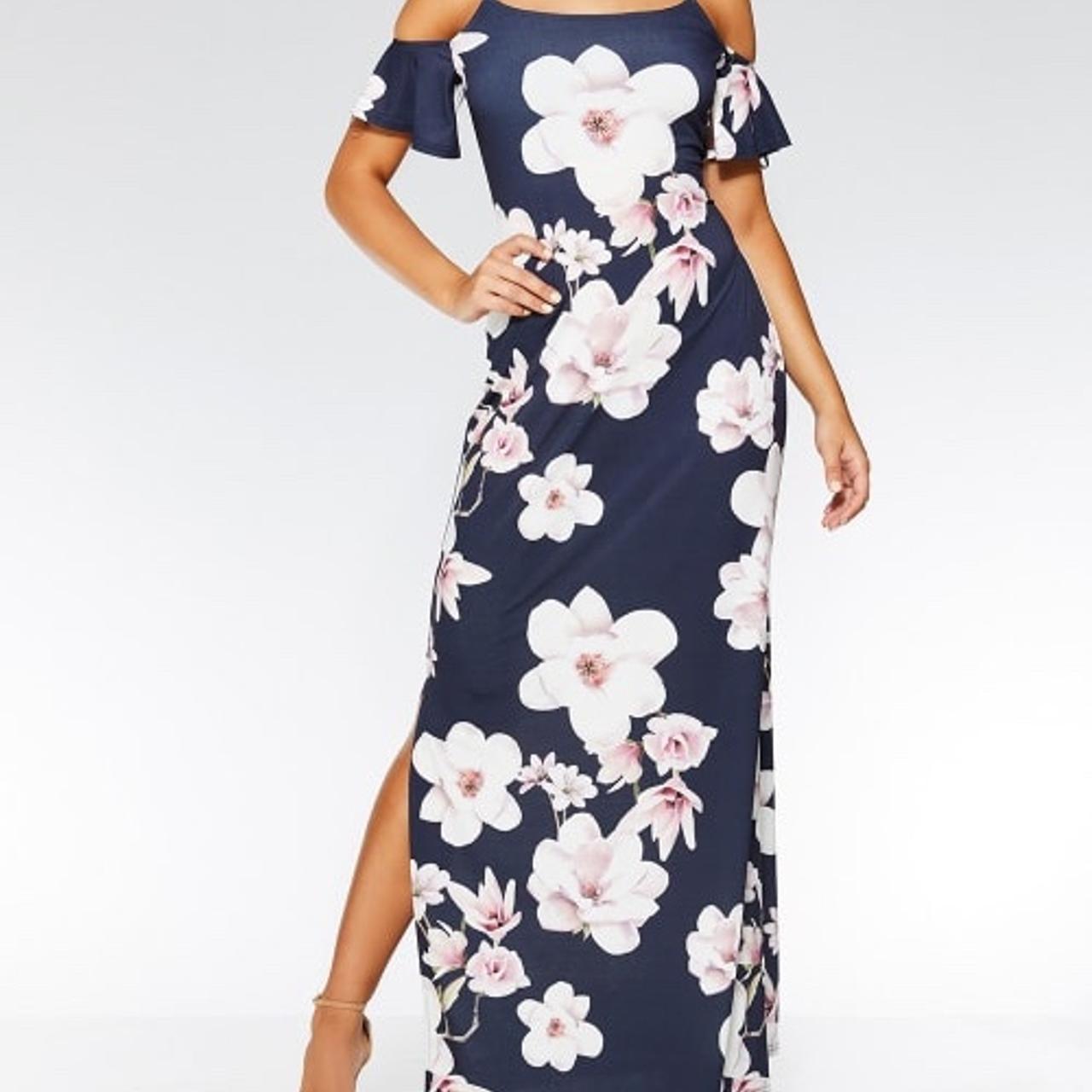 Quiz cold clearance shoulder maxi dress