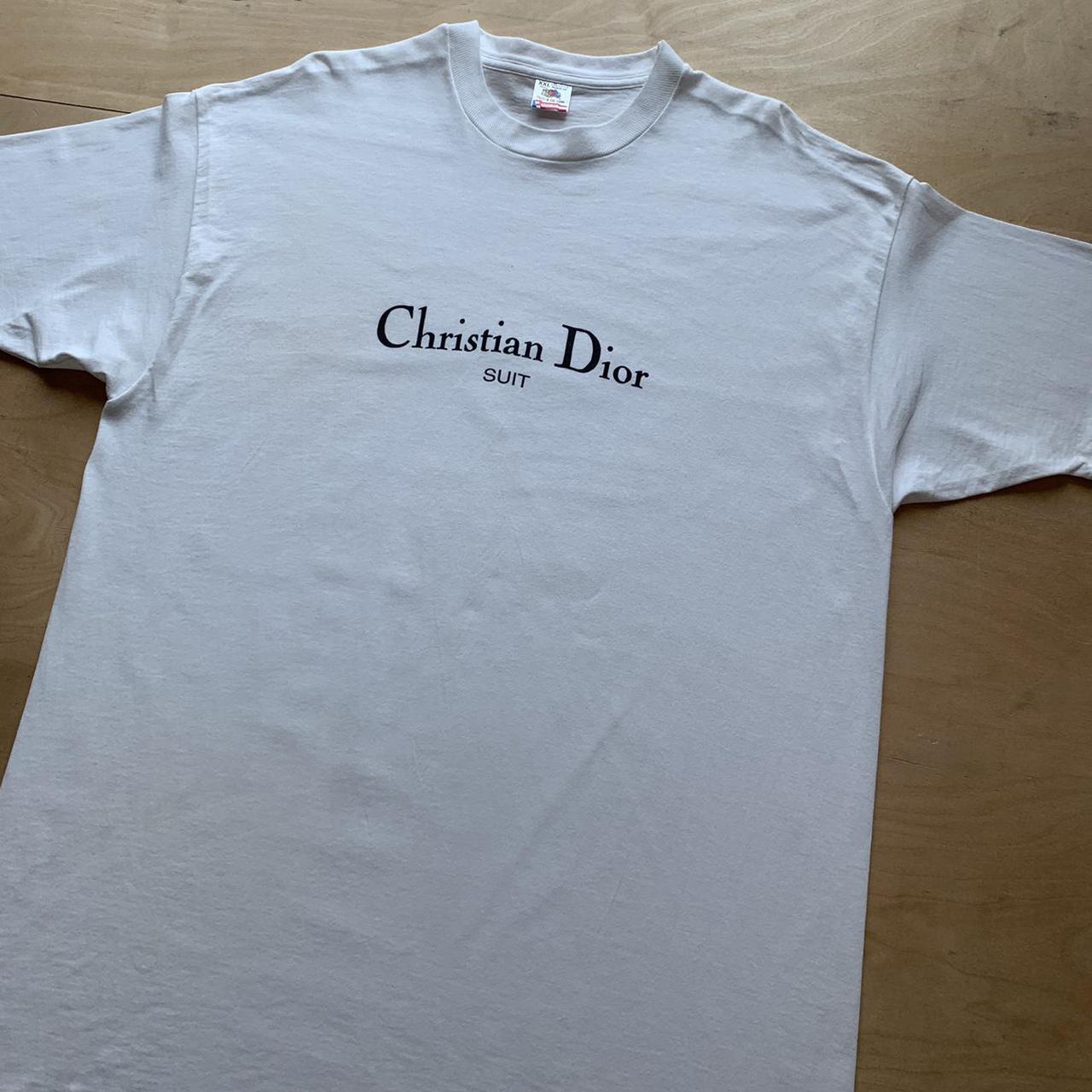 Dior Men's White and Black T-shirt | Depop