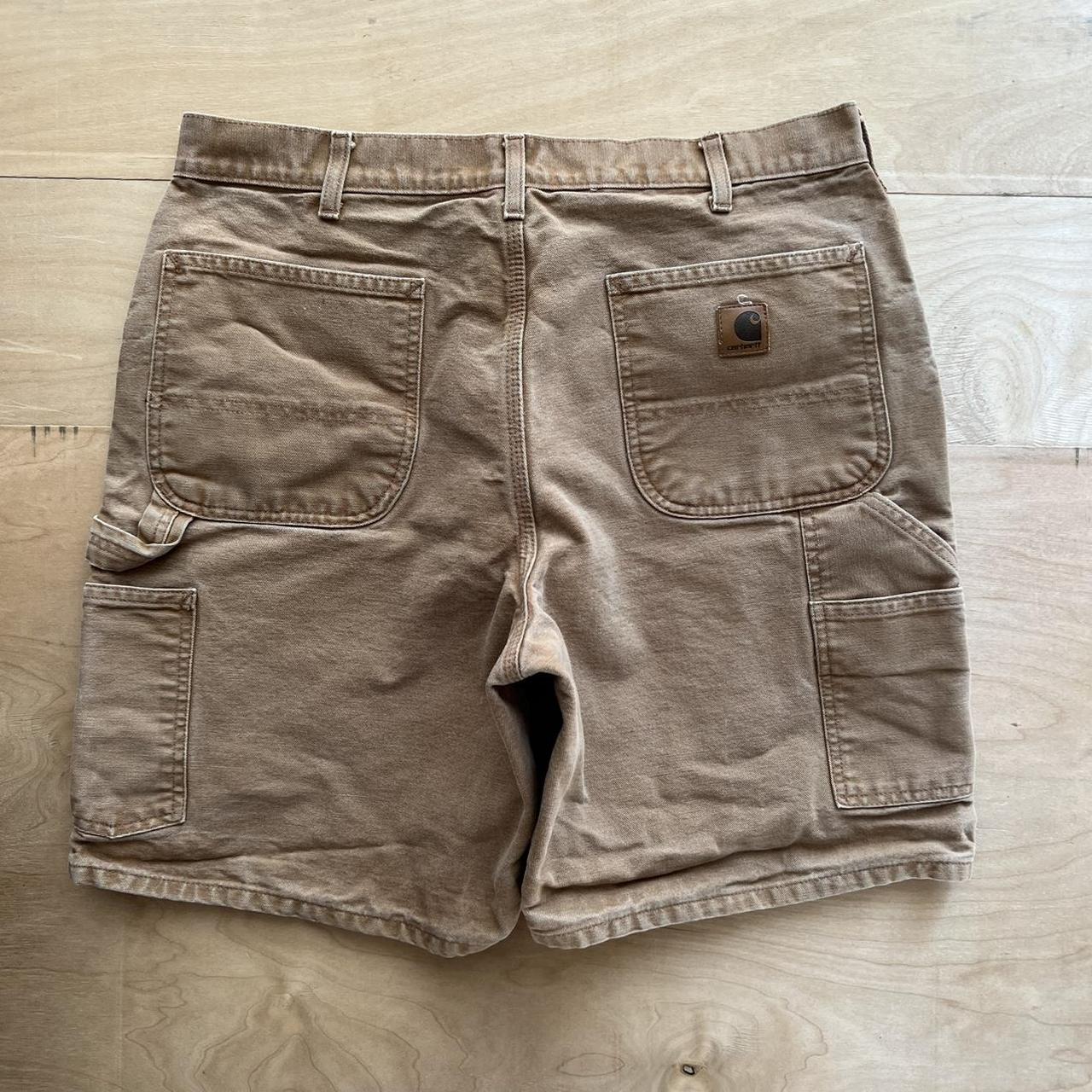 Vintage Carhartt Carpenter Shorts Size 36 Brown 90s... - Depop