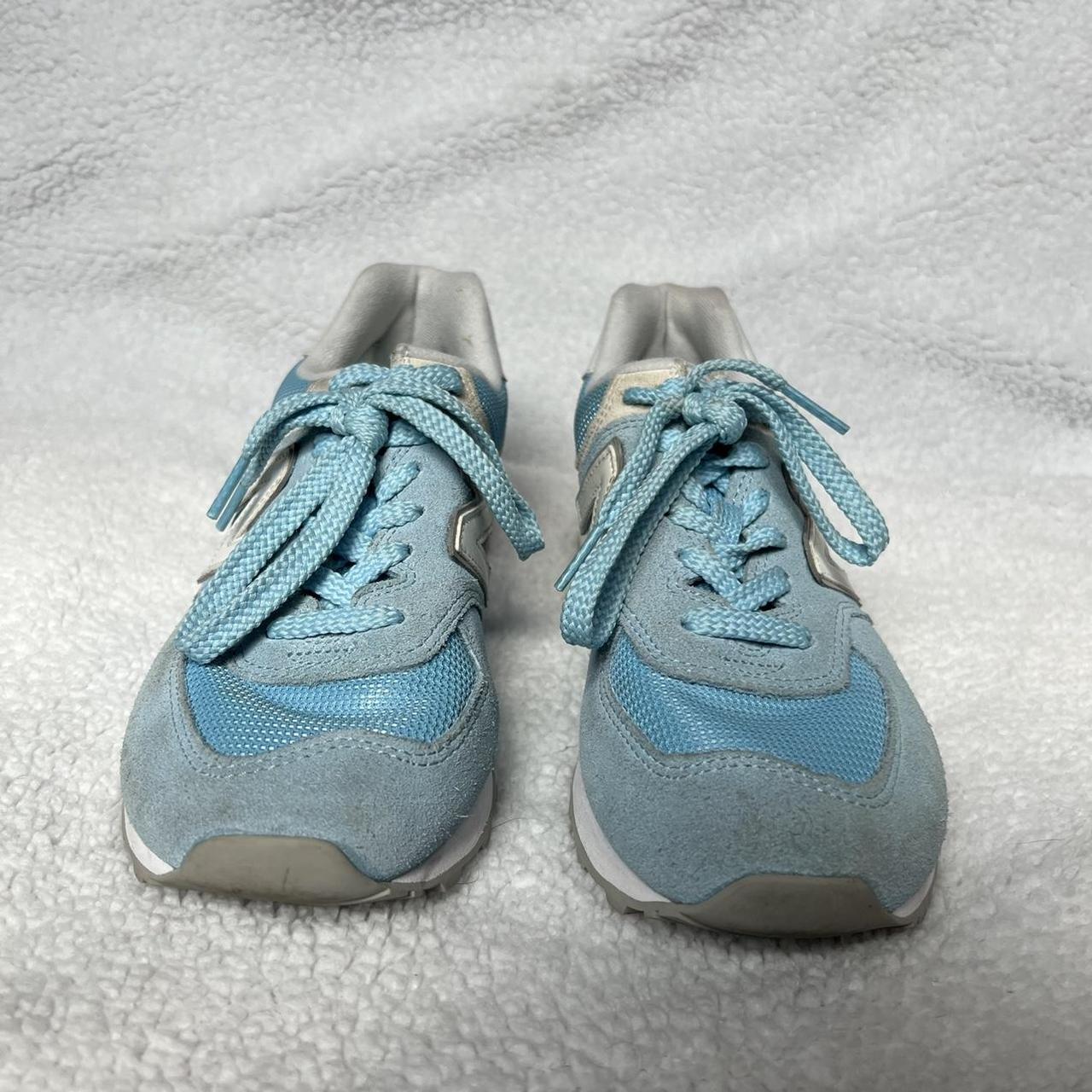 baby blue 574 new balances. light wear but still has... - Depop