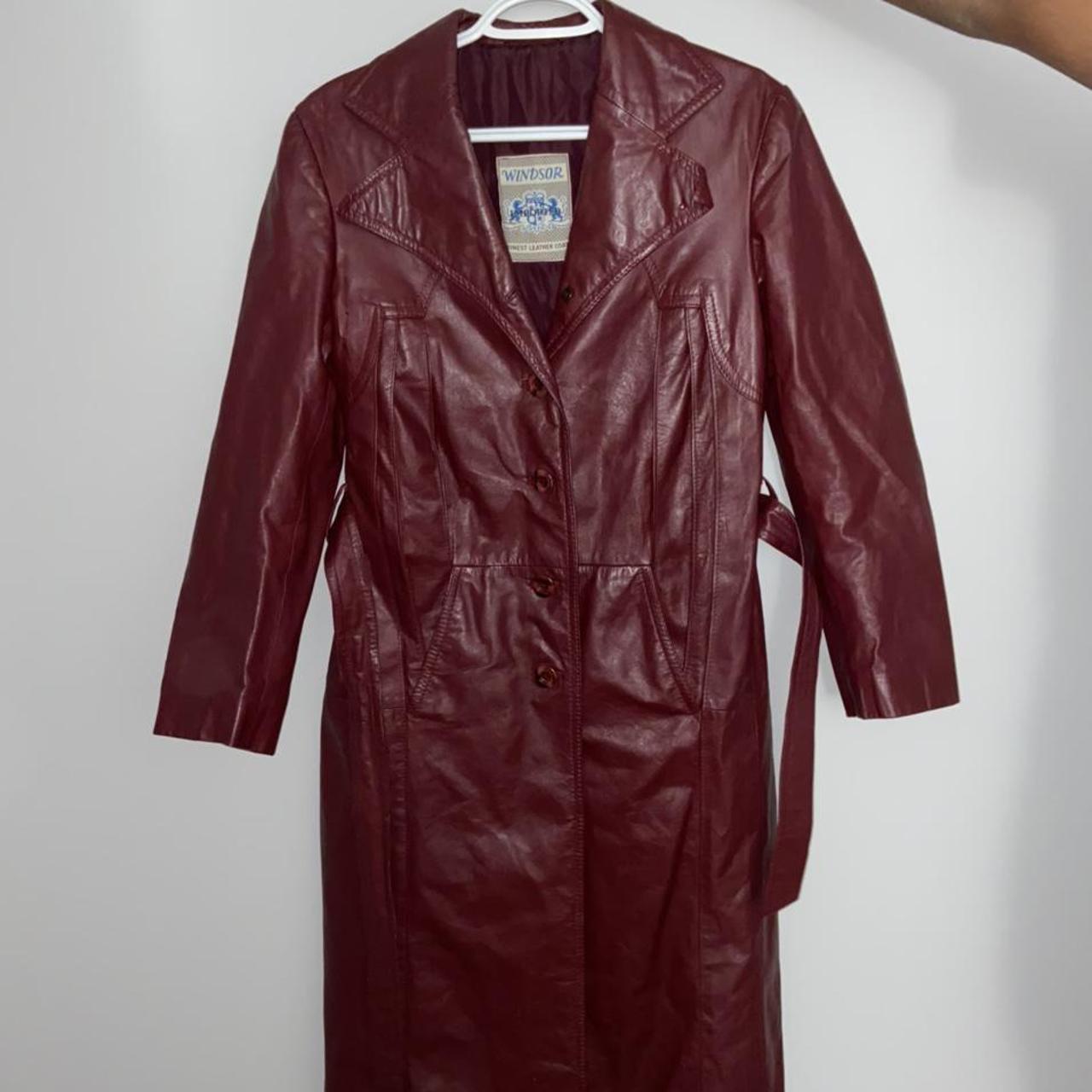 Vintage leather trench coat - Depop