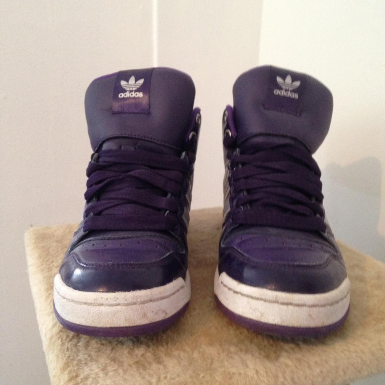 Adidas Hi-Top trainers in purple with silver Depop