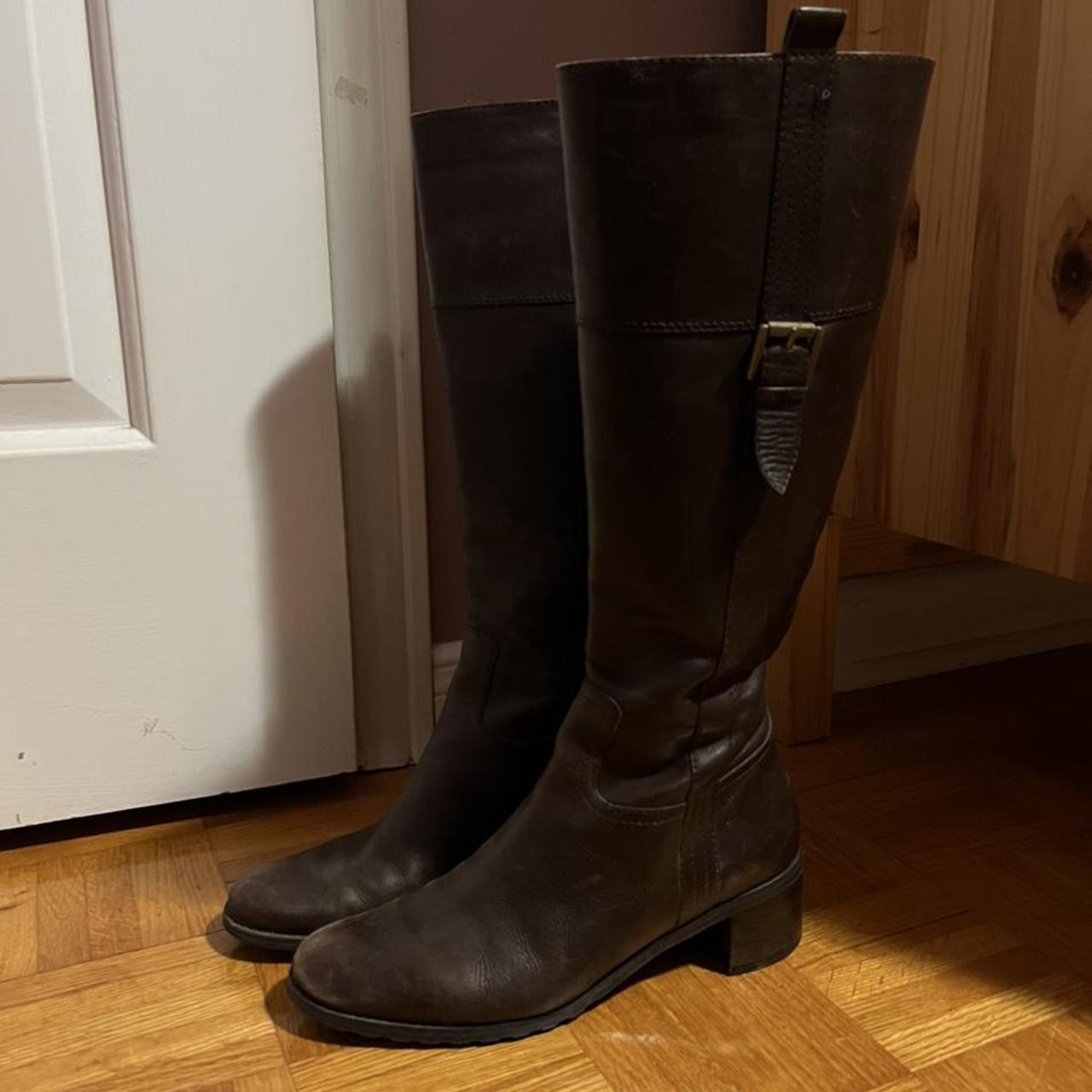 KNEE HIGH BROWN RIDING BOOTS Size 7 Depop