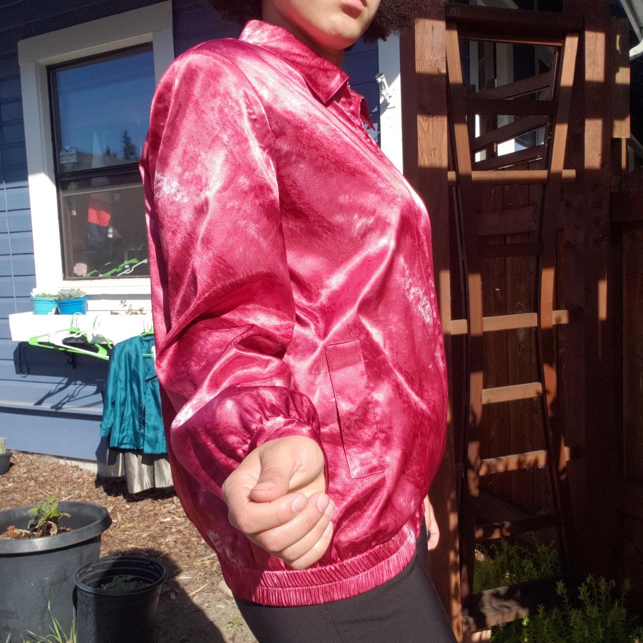 shiny red bomber jacket