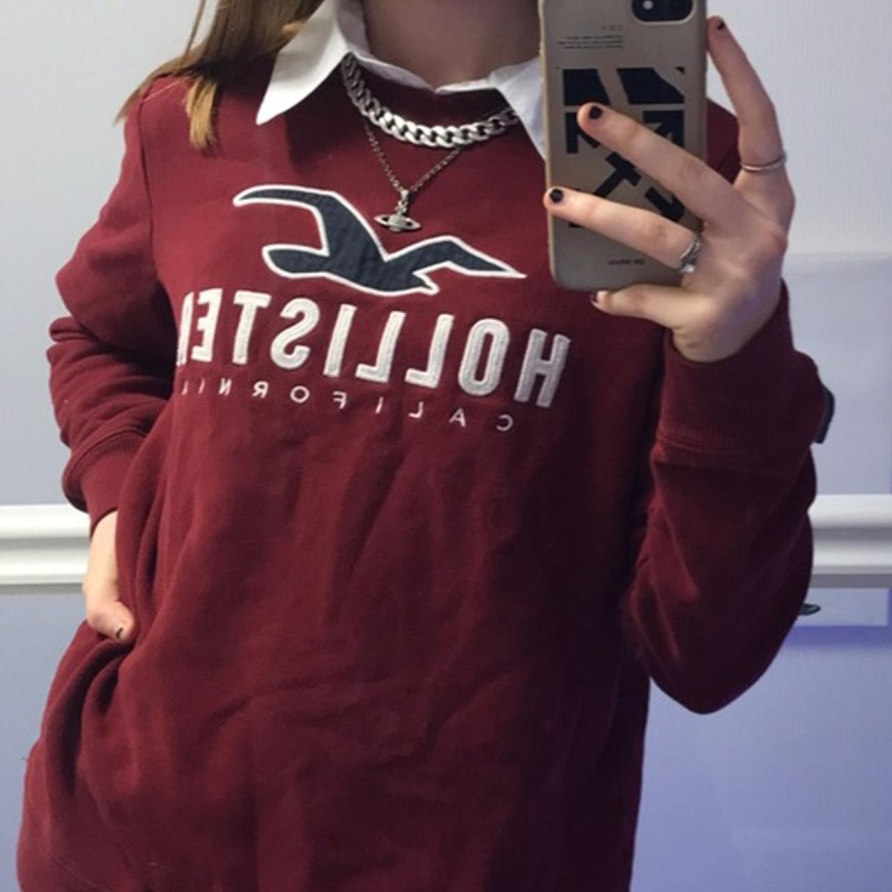 Hollister burgundy jumper best sale