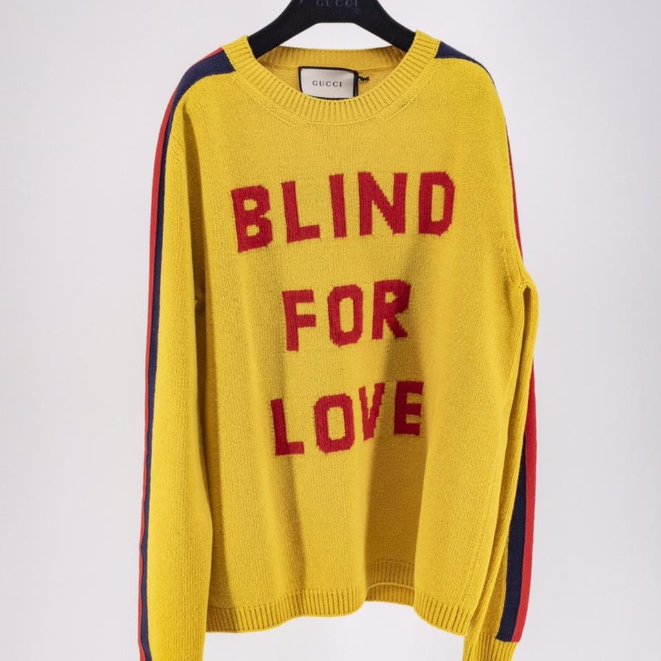 Gucci blind for love yellow sweater hotsell