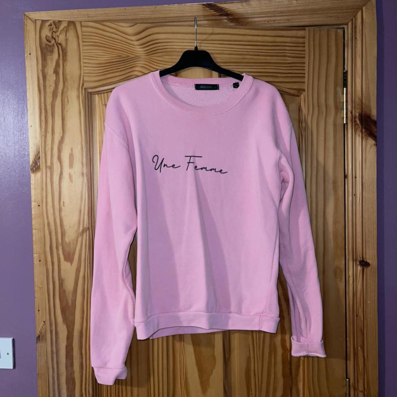 pink slogan jumper
