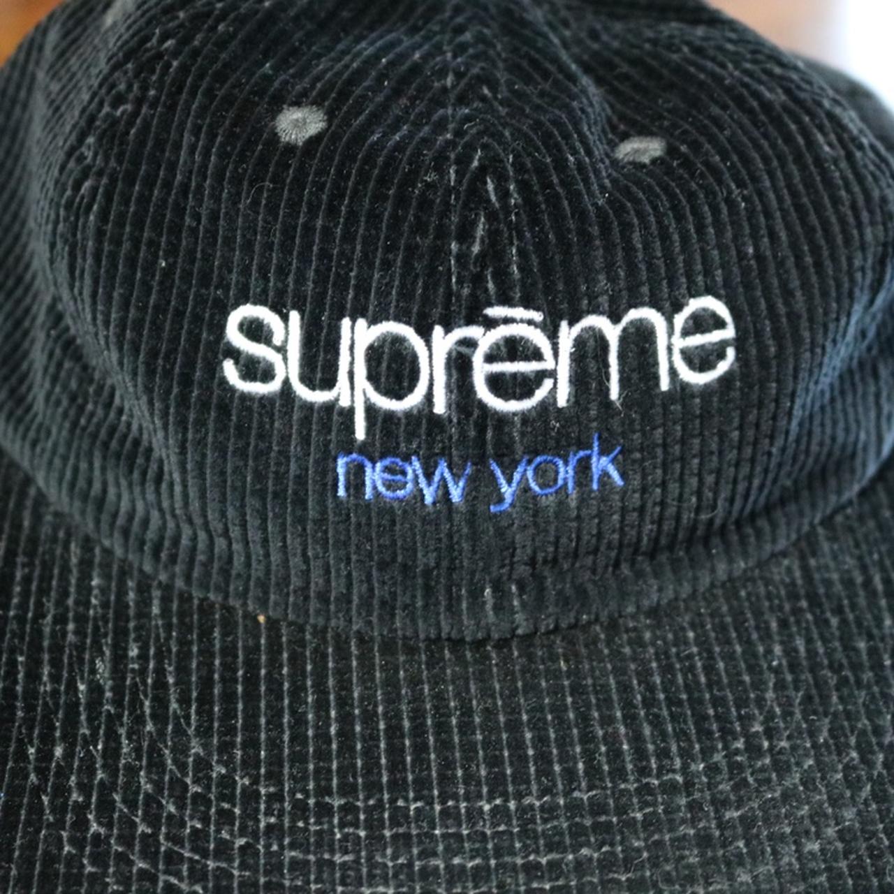 Supreme Waffle Cord Classic Logo 6-Panel in Black | Depop