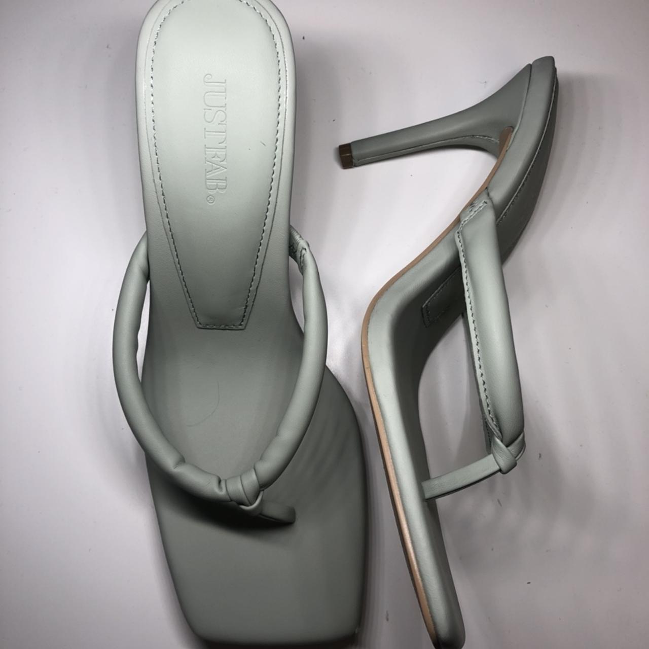 Justfab flipflop heeled sandals in a sage green... - Depop