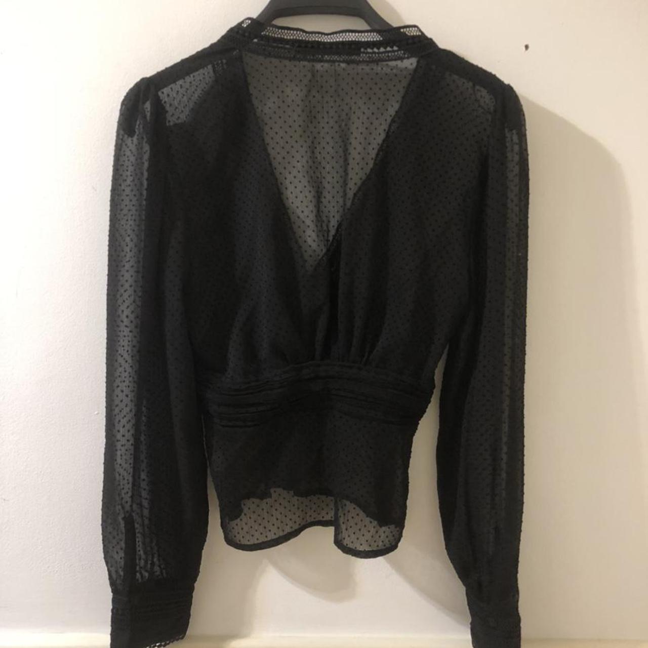Zara black seethrough blouse. Buttons along the... - Depop