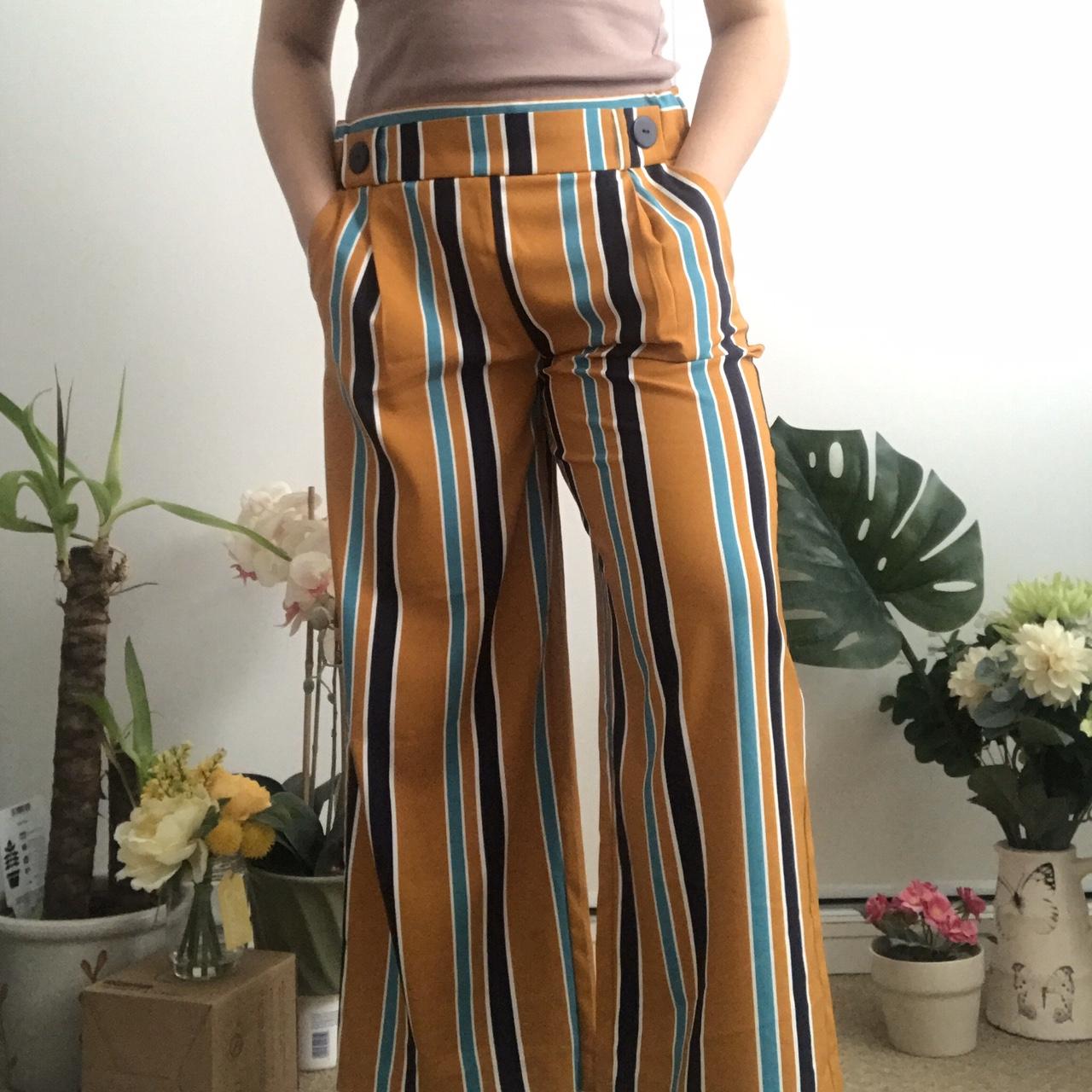 Zara Basic Pants Small Rust Orange Paisley Culottes Wide Leg Crop High Rise  Slit | eBay
