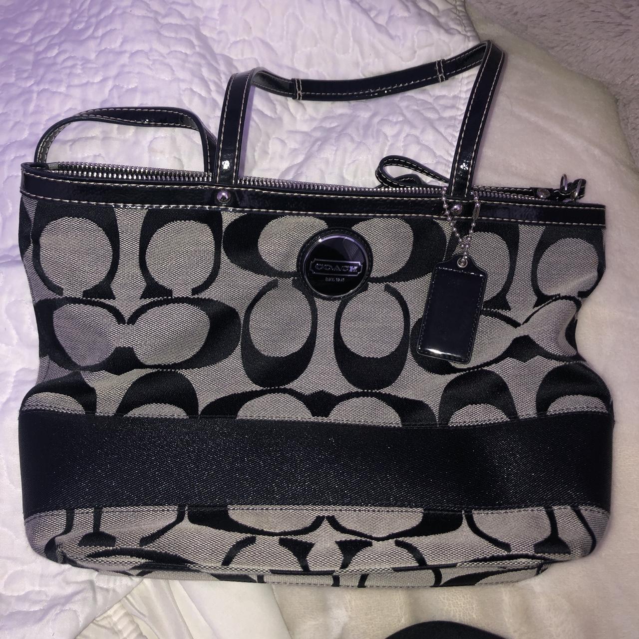 Coach purse black online and gray