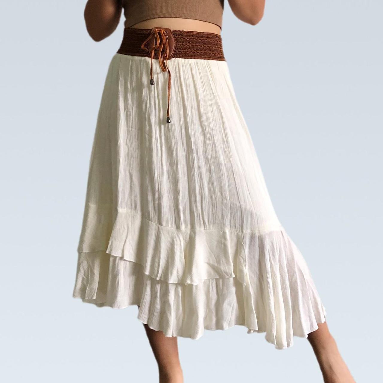 Women's Cream and Brown Skirt