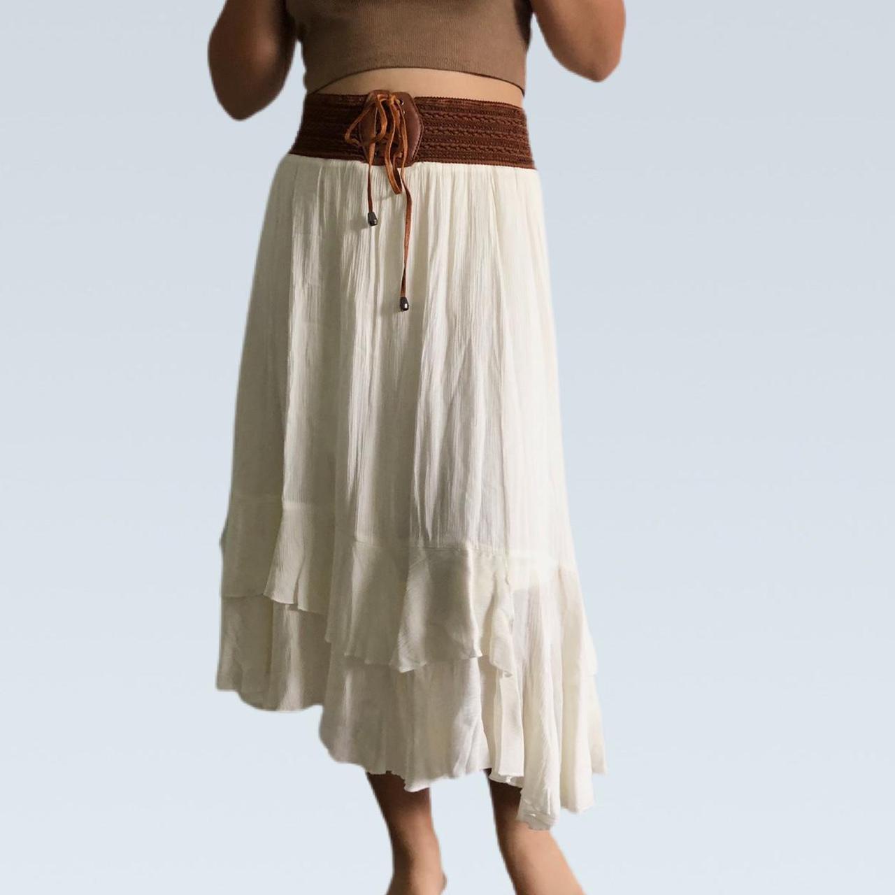 Women's Cream and Brown Skirt (2)