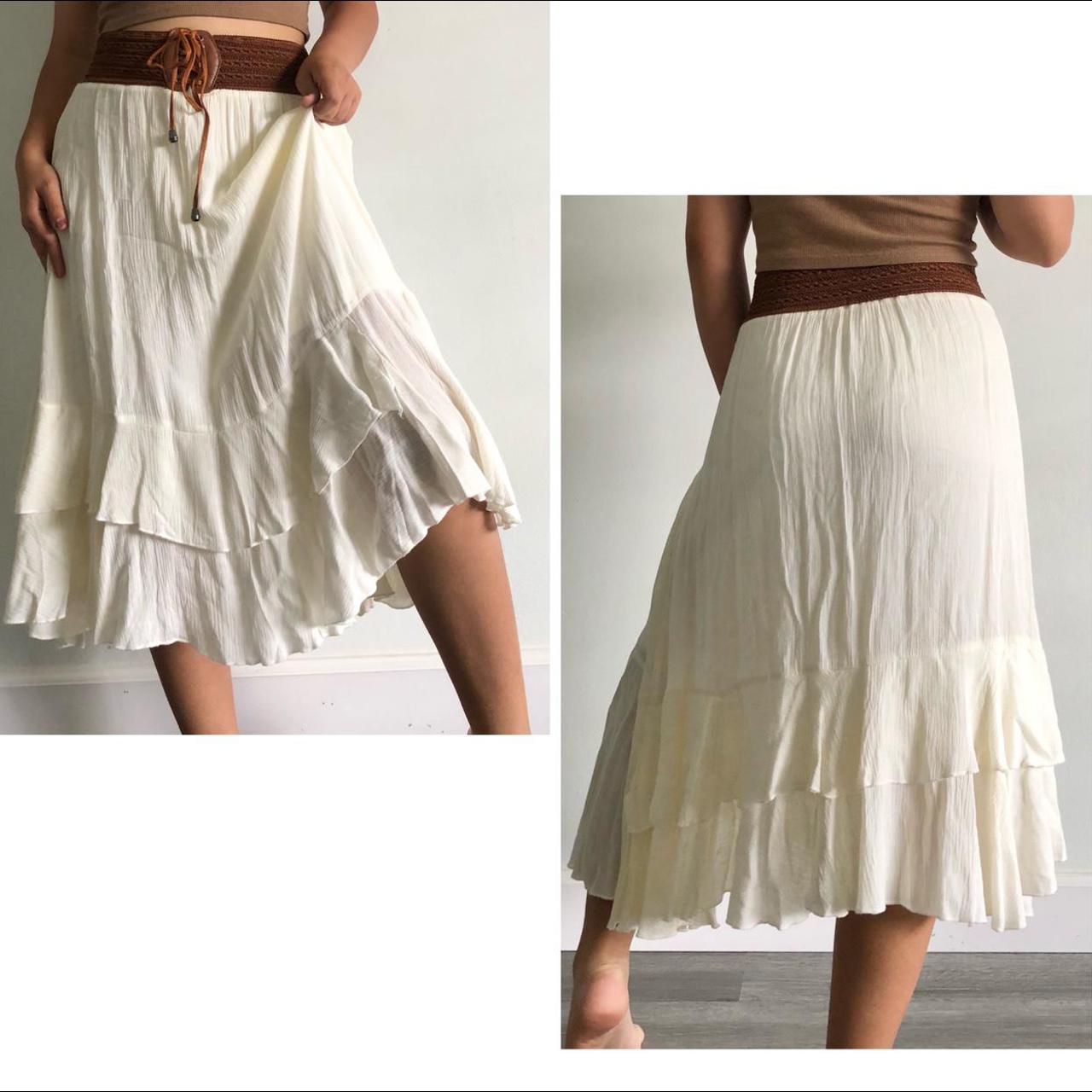 Women's Cream and Brown Skirt (4)