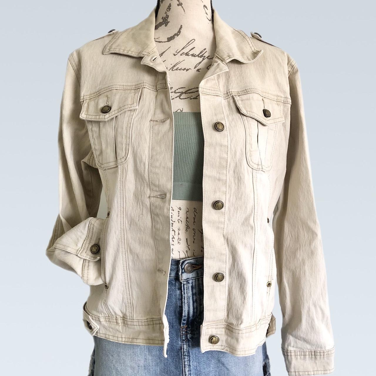 Tan jean hot sale jacket womens