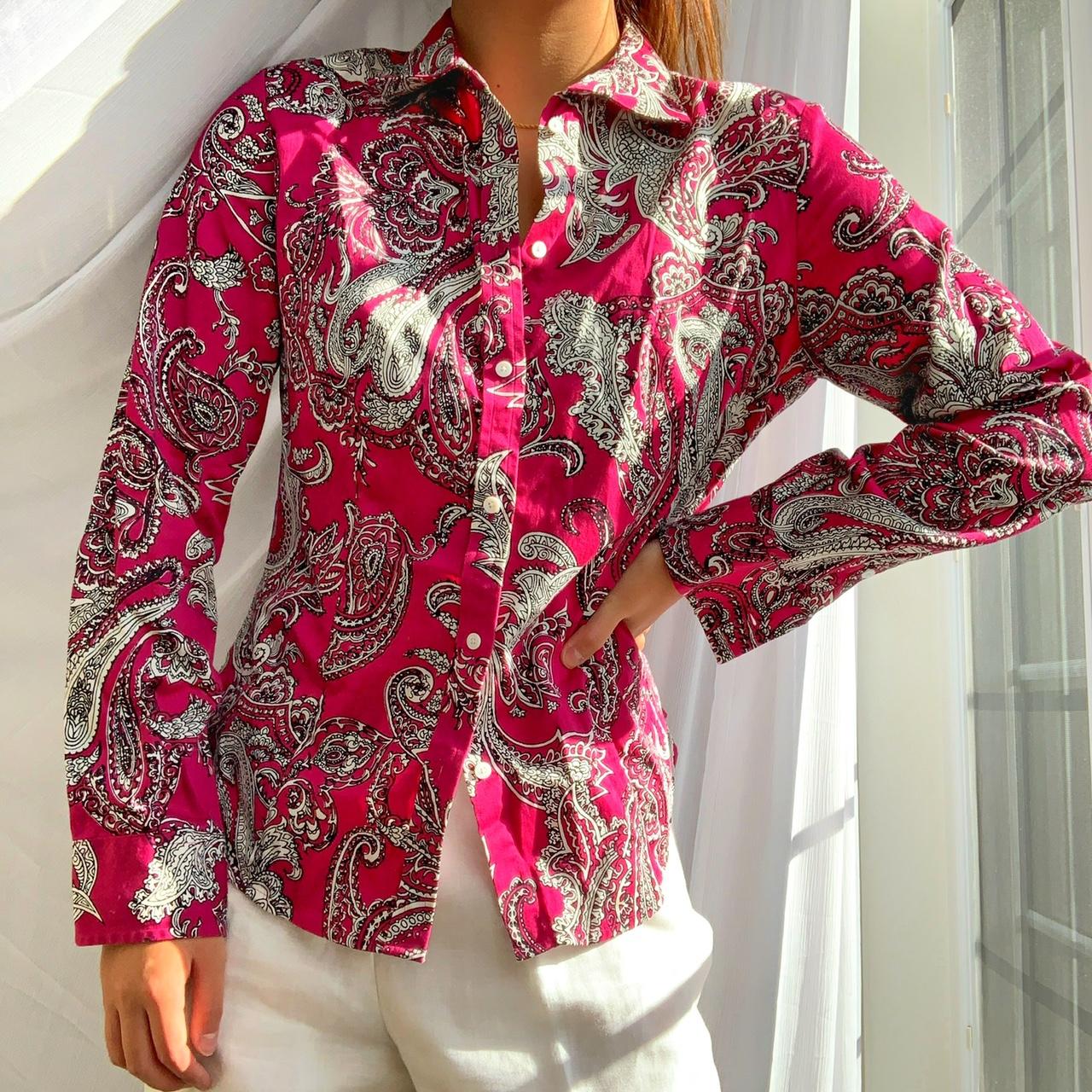 Talbots Pink Paisley Button Up , Size 10 (Medium)