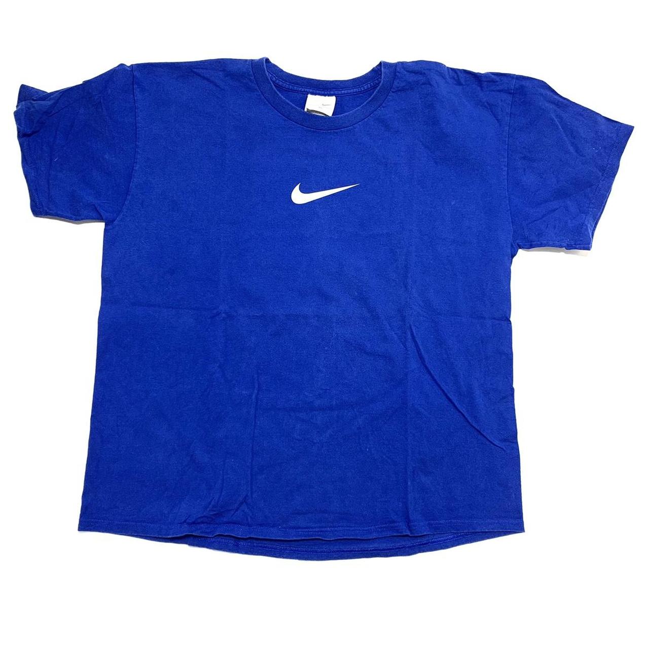 Nike Center Swoosh Vintage 90’s Blue T Shirt - Depop