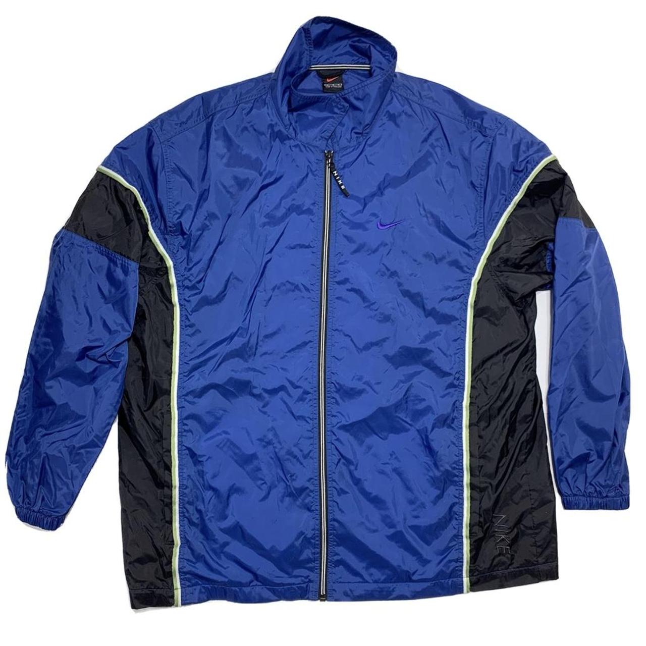 Nike Vintage 90’s Windbreaker Jacket Mens L Black Blue - Depop