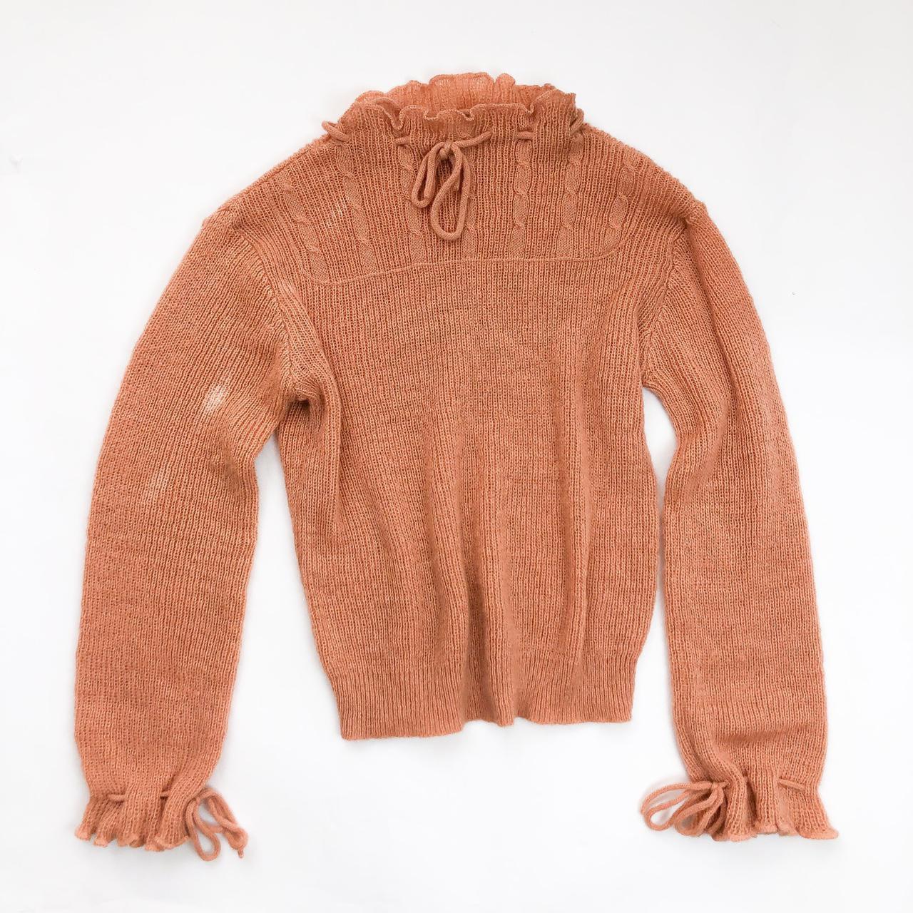 True Vintage S Sweater Ruffled Light Orange Top Depop