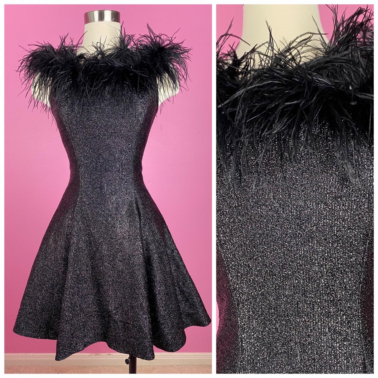 American Vintage Women's Black and Silver Dress Depop