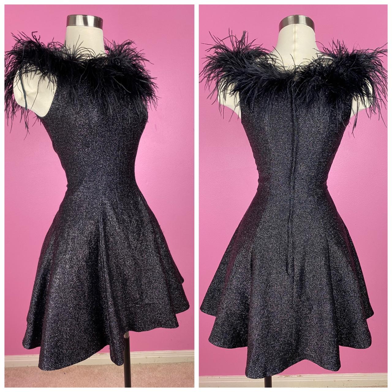 American Vintage Women's Black and Silver Dress Depop