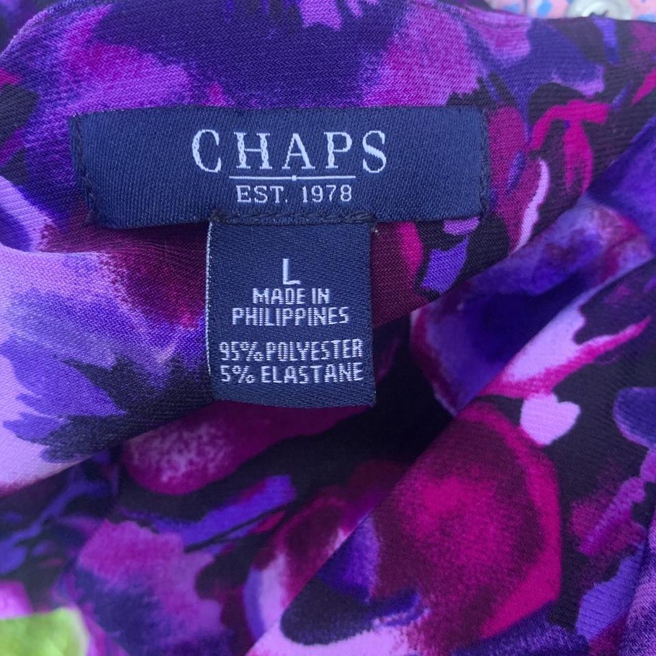 Chaps Women's Purple and Blue Dress | Depop