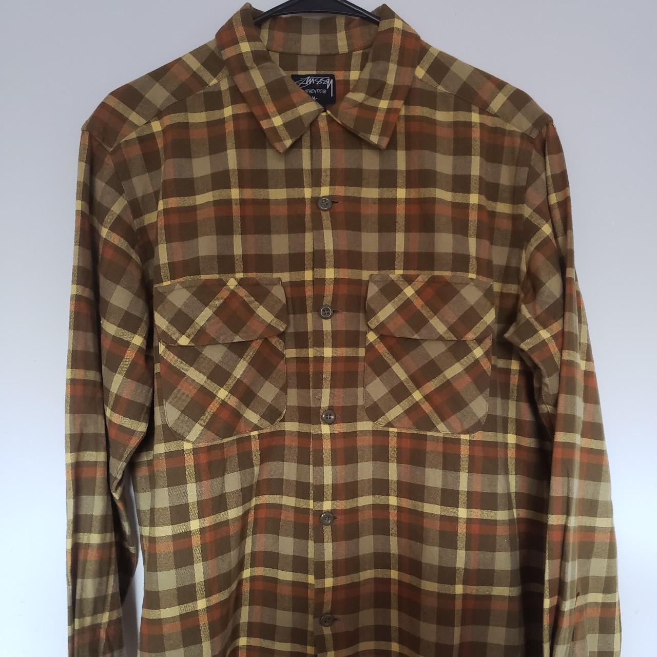 Vintage 90s Stussy Flannel Shirt Sz M $60 Serious... - Depop