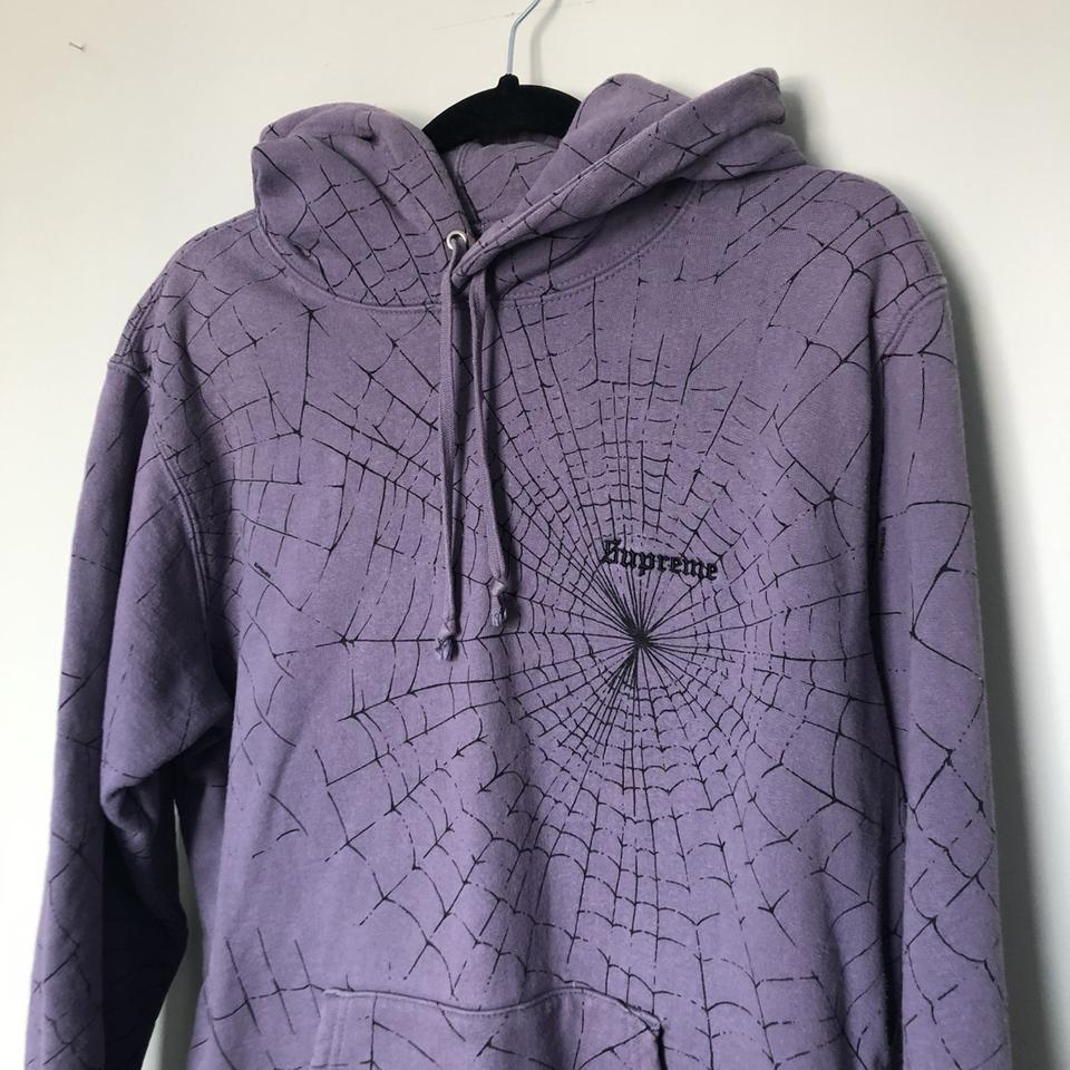 Supreme purple spider web hoodie. Medium. 9/10... - Depop