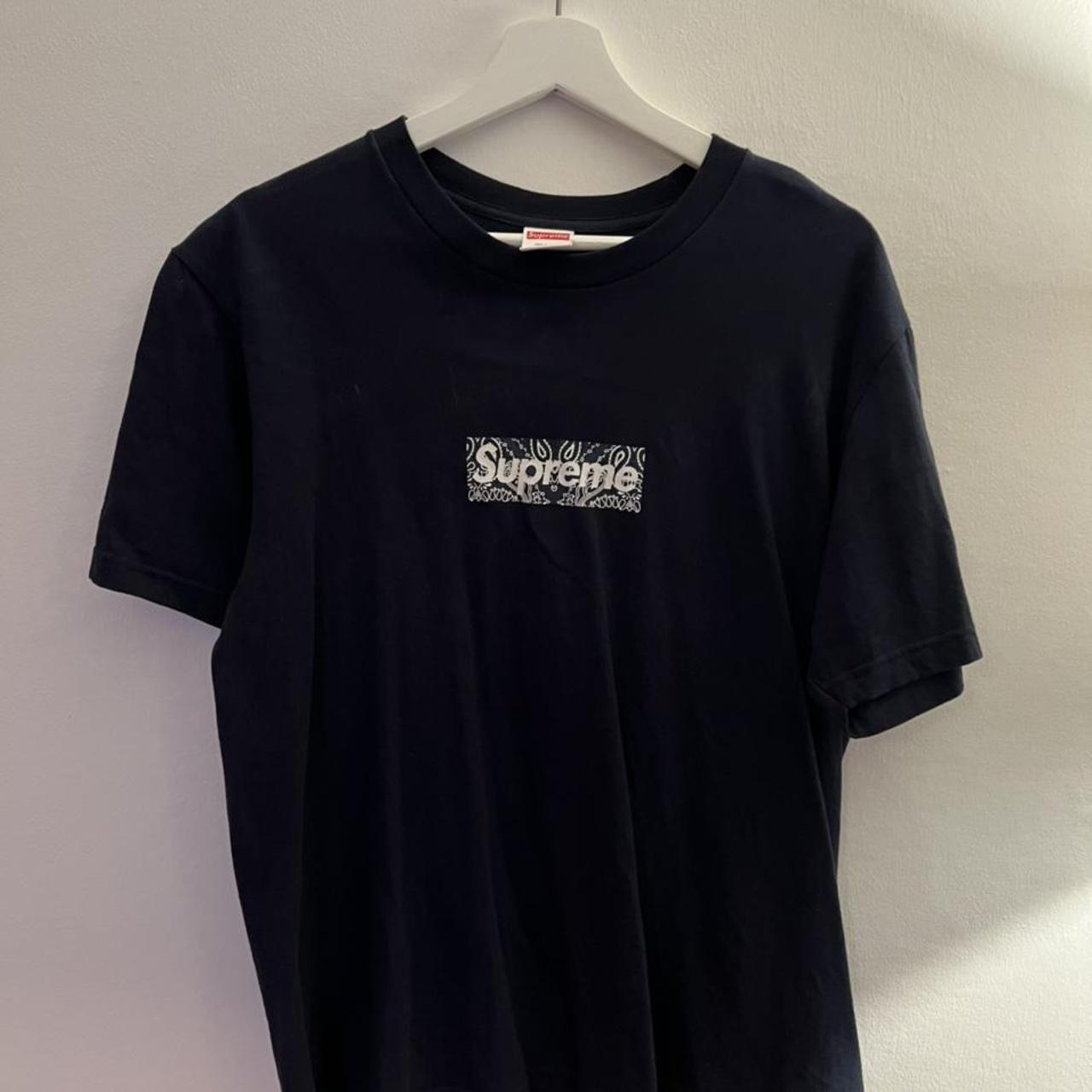 Supreme bandana box logo t shirt Colour: navy... - Depop