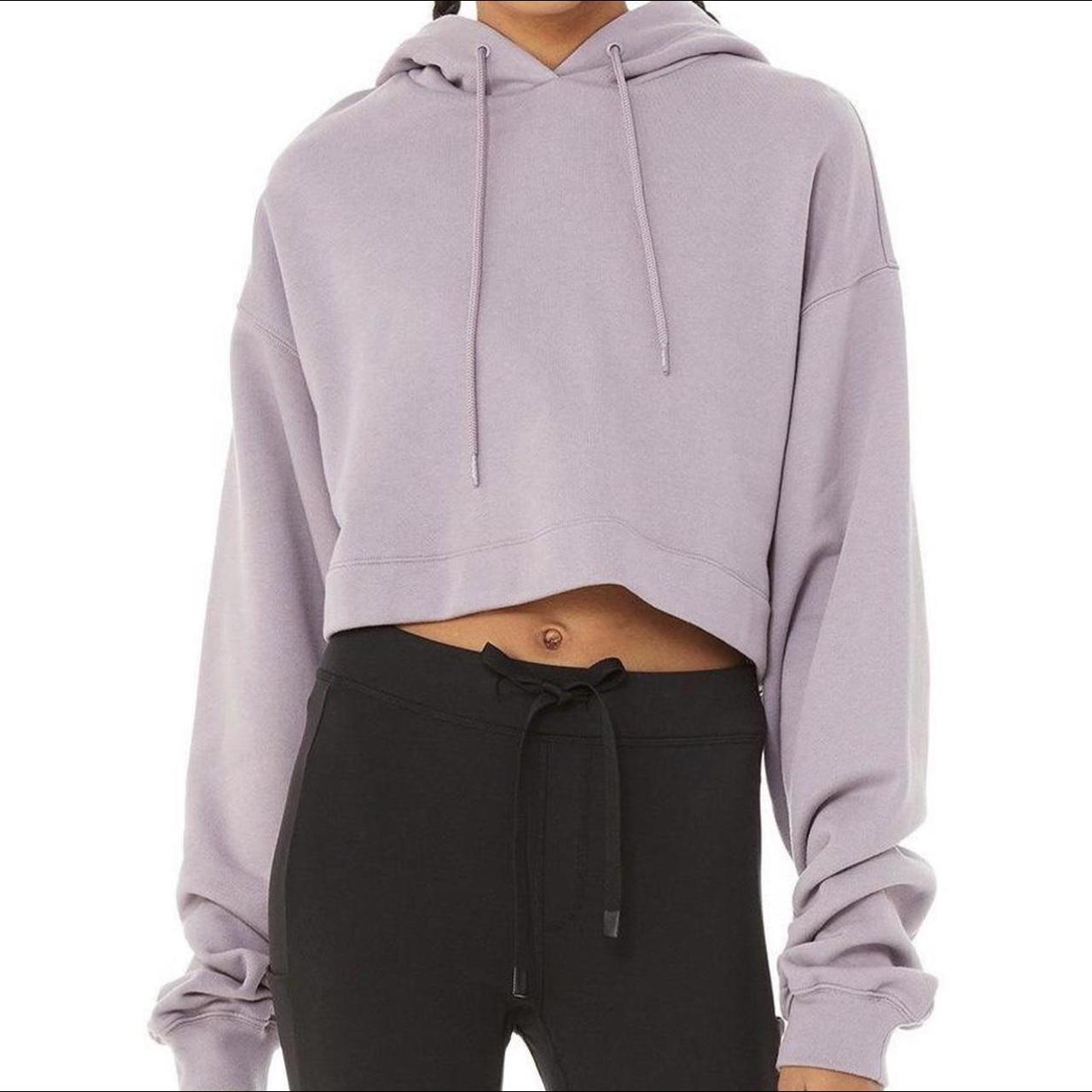 ALO cropped limited edition Lilac Hoodie 💜 SIZE L,... - Depop