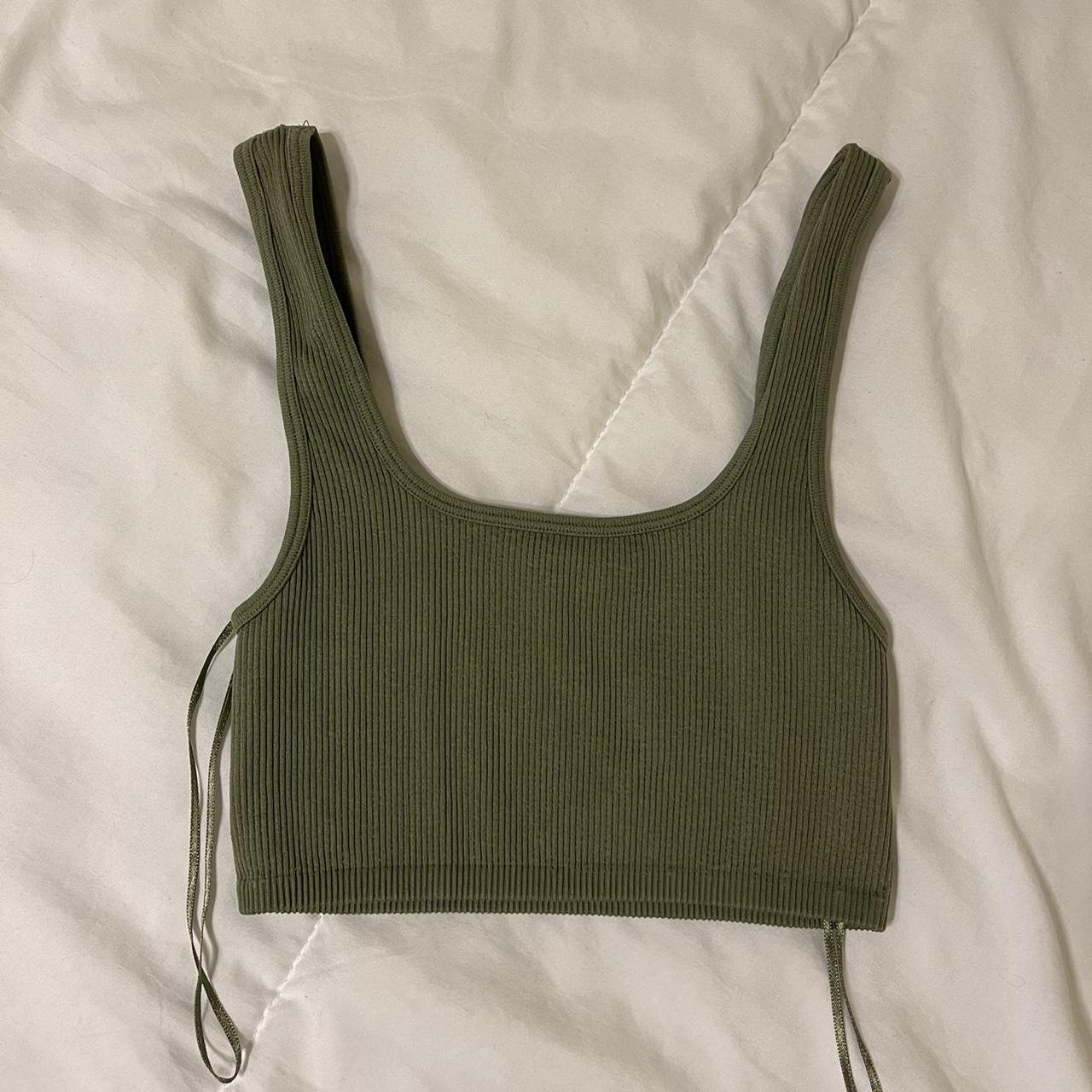 Zara green ribbed cropped tank top. Worn about 2-3 - Depop