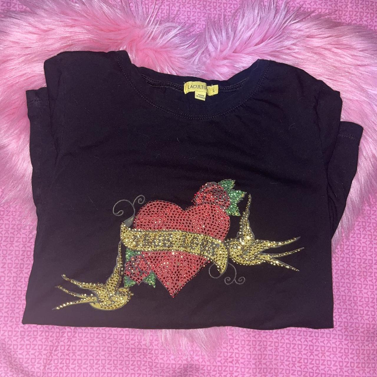 Y2k Bedazzled Rhinestone T Shirt Has A Little Stone - Depop