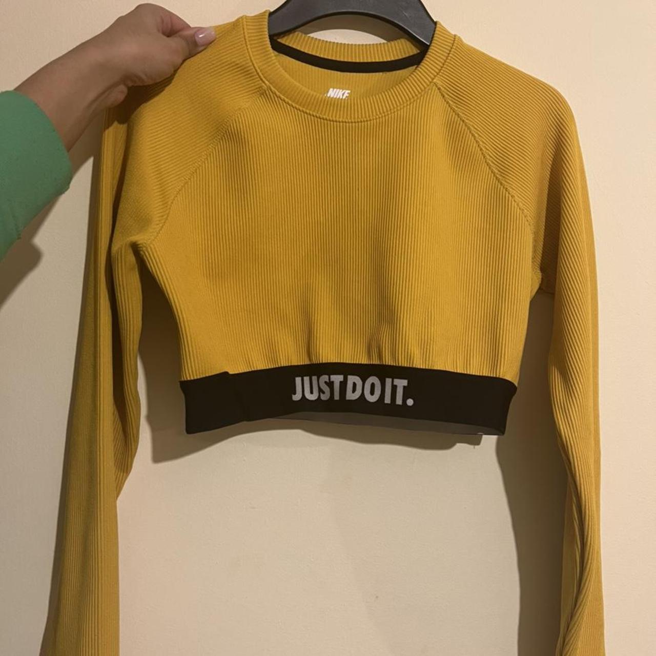 Yellow Just Do It Crop Top Nike Nike Yellow Ribbed JUST DO IT Long