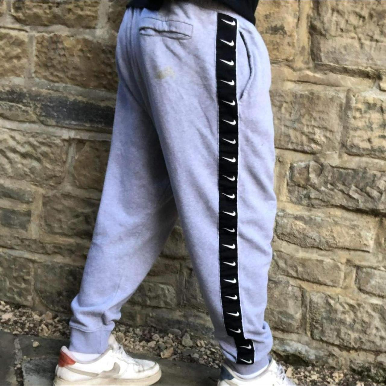 Nike Men's Grey and Black Joggerstracksuits Depop