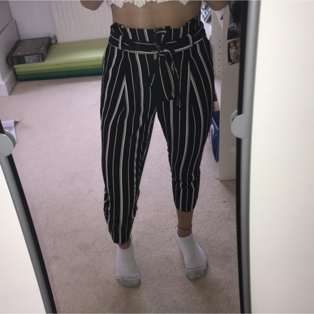New Look black and white striped trousers,