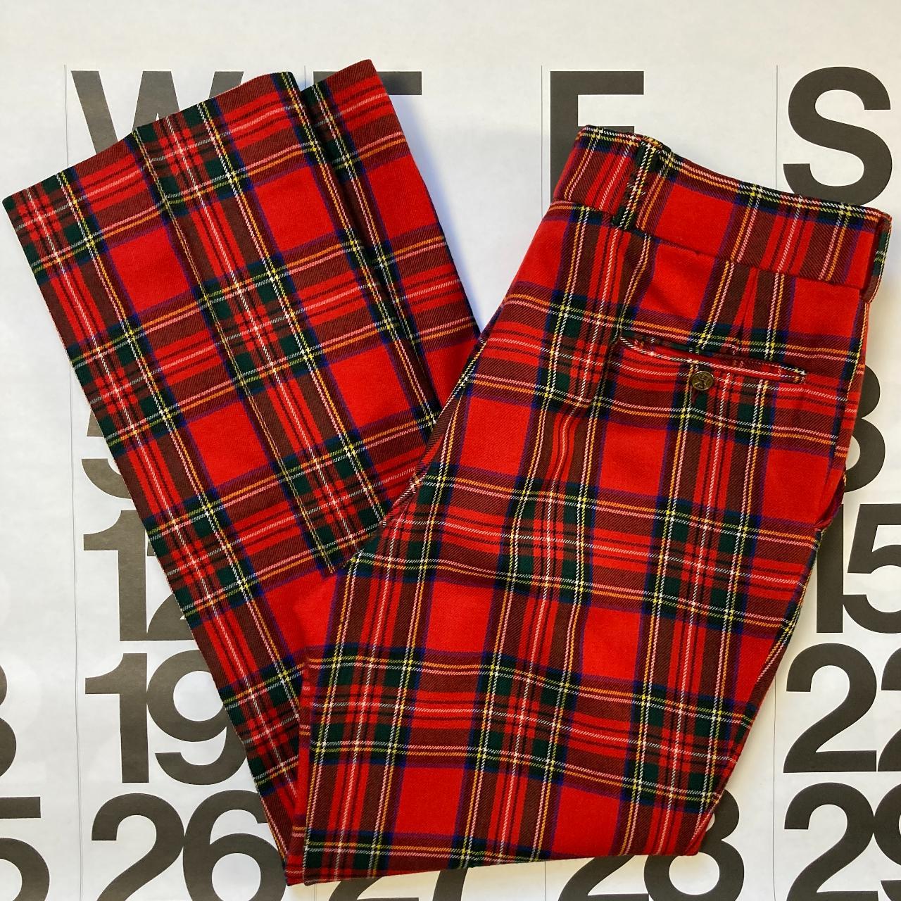 mens red plaid wool pants