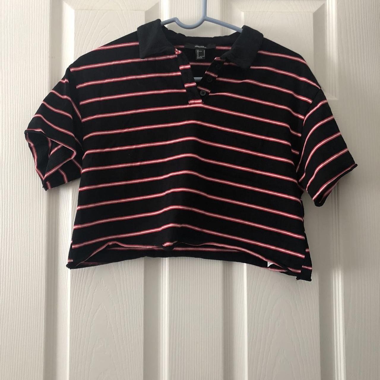 Striped cropped polo from forever 21. Brand new... - Depop