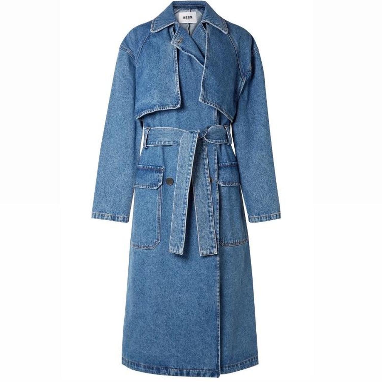 MSGM Women's Blue Coat | Depop