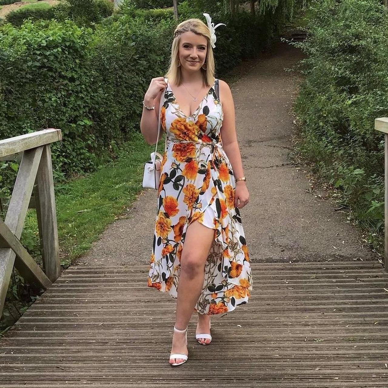 AX Paris size 14 orange floral dress. Only worn... Depop