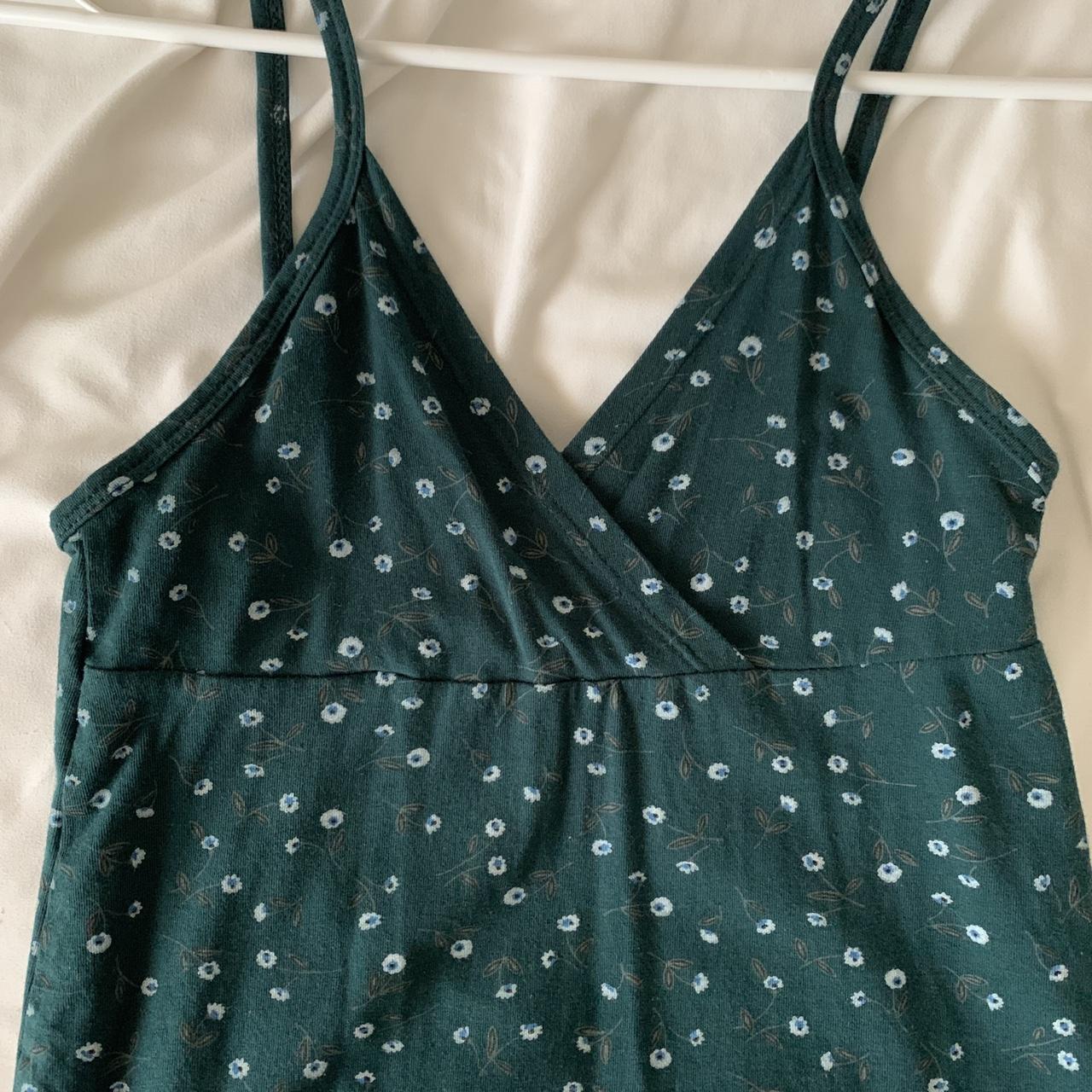 brandy melville amara dress, dark green with little - Depop