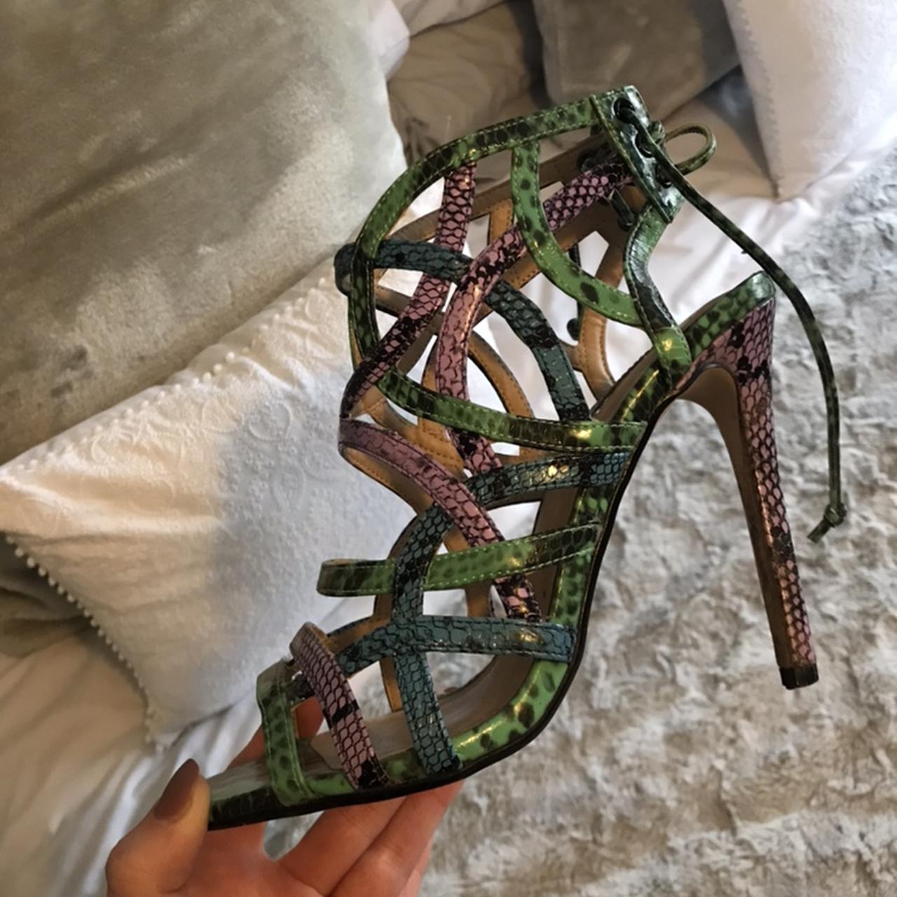Topshop multi coloured snake print heels! 💜💚💙 worn