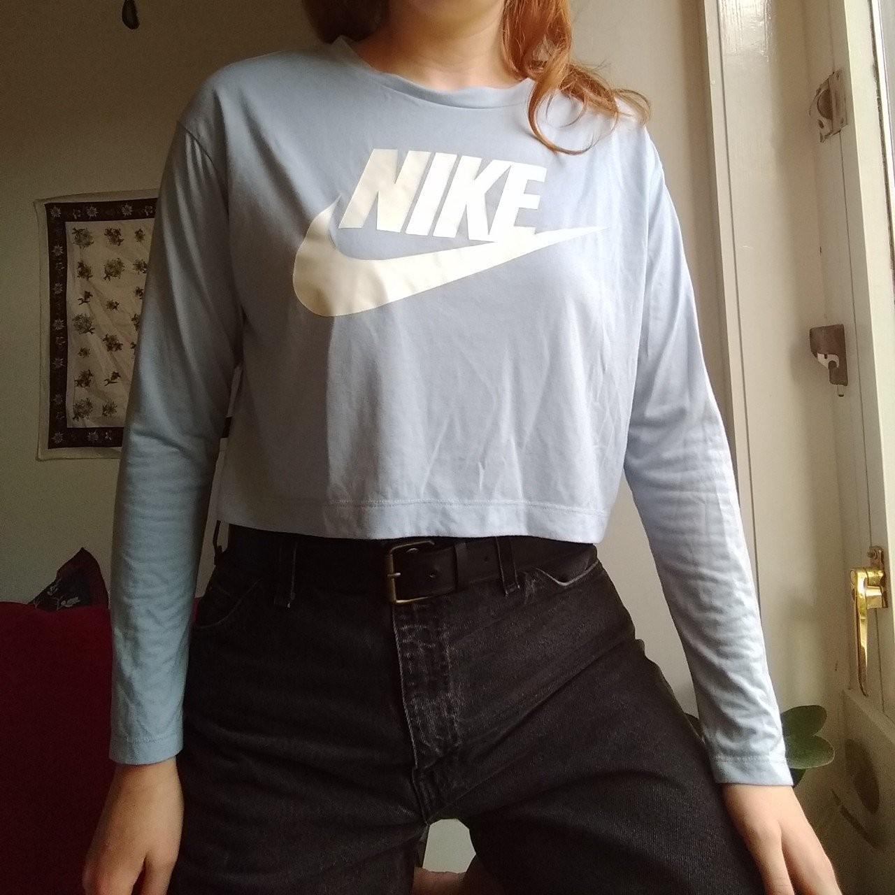 Nike Crop Top Nike baby blue crop top with Nike... Depop