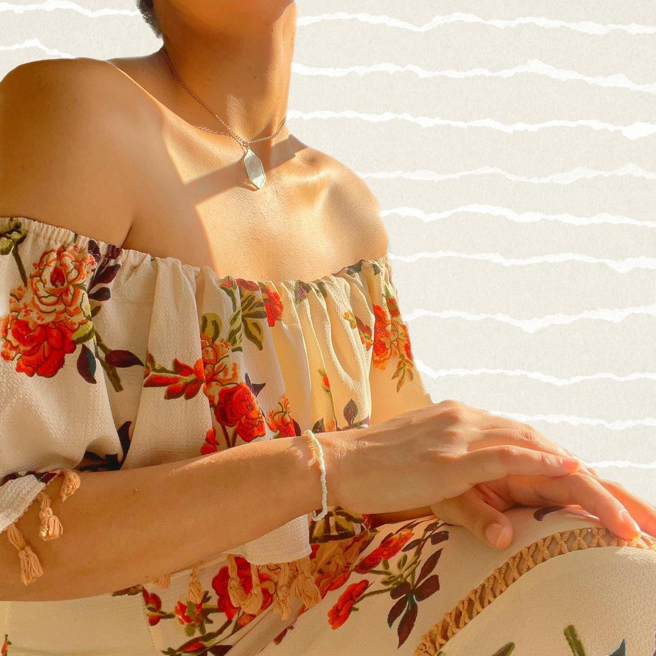 ZAFUL Women's Cream and Orange Dress Depop