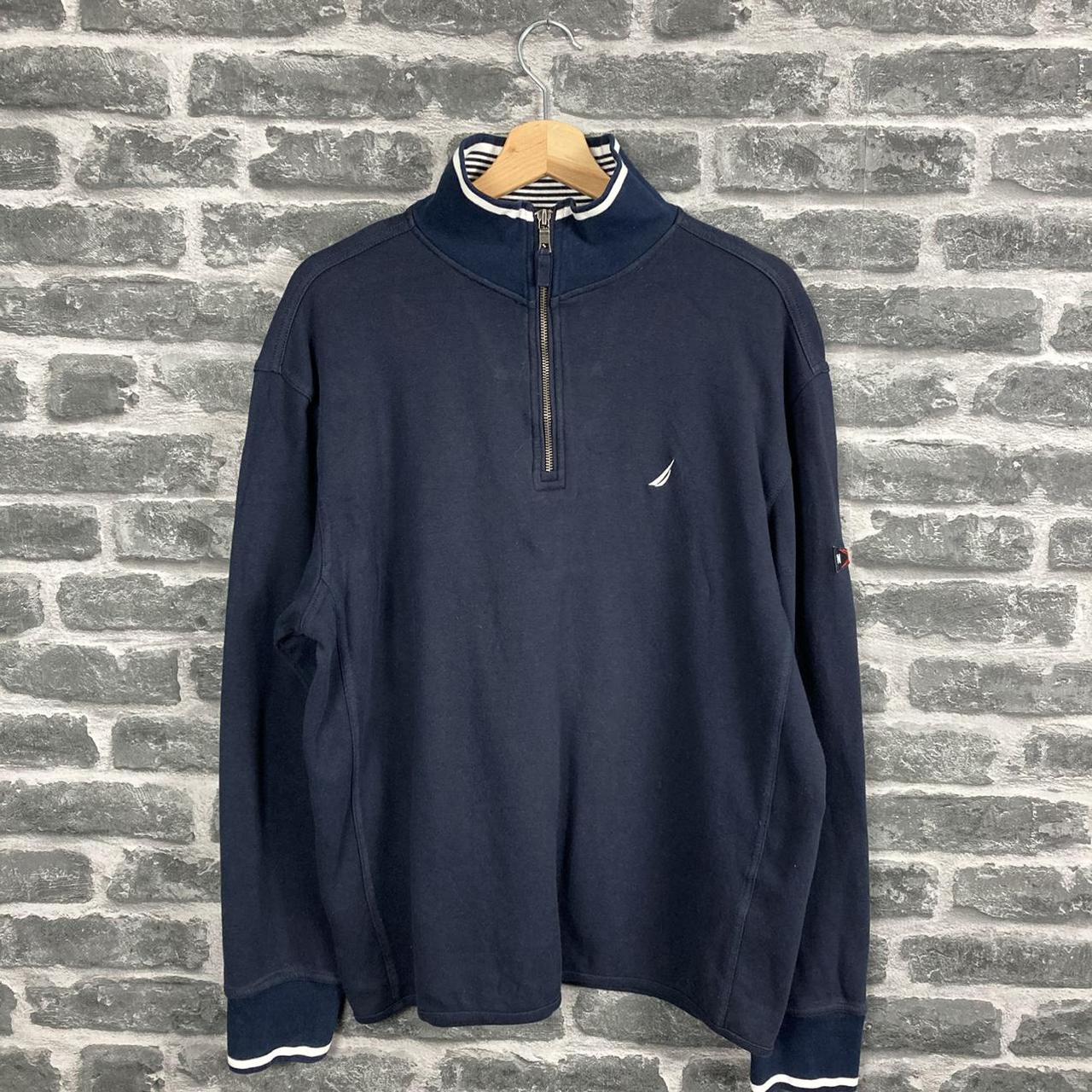 Nautica Men's Navy and White Sweatshirt | Depop