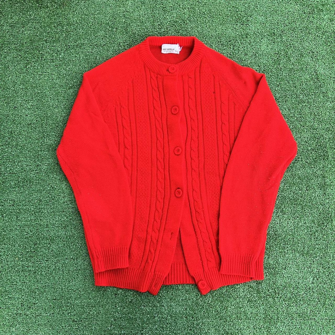 Vintage Full Fashion 80s Bright Red Acrylic Cardigan Depop vintage-full-fashion-80s-bright-red-acrylic-cardigan-depop