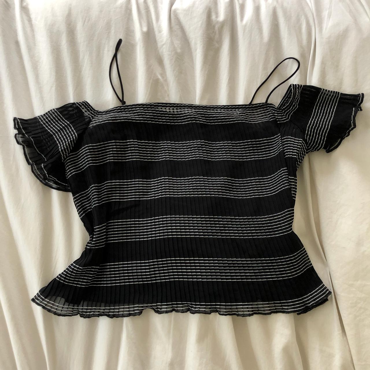 Topshop strap top with shoulder sleeve detail Stripe... - Depop