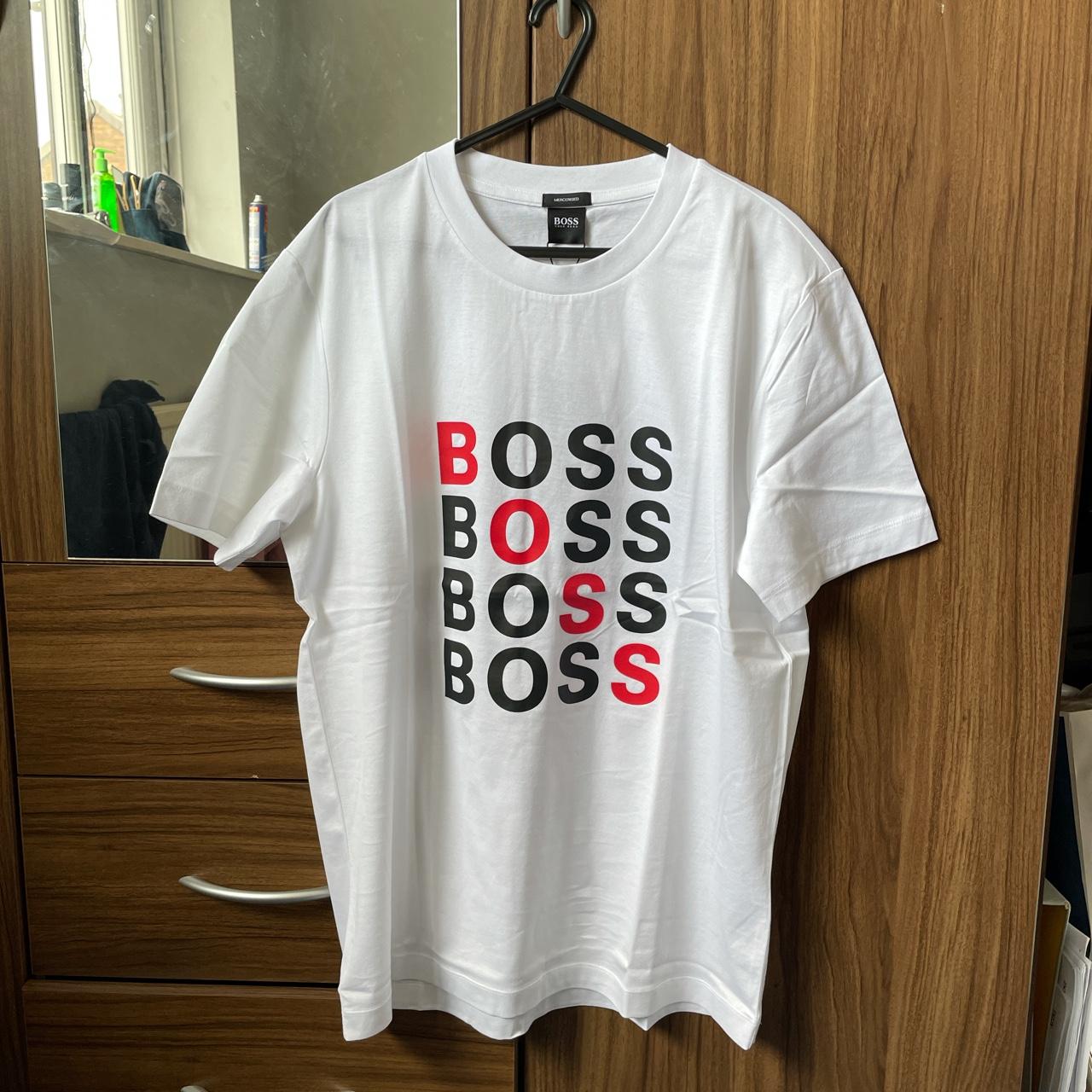 Hugo Boss crew neck tiburt 215 logo T-shirt in - Depop