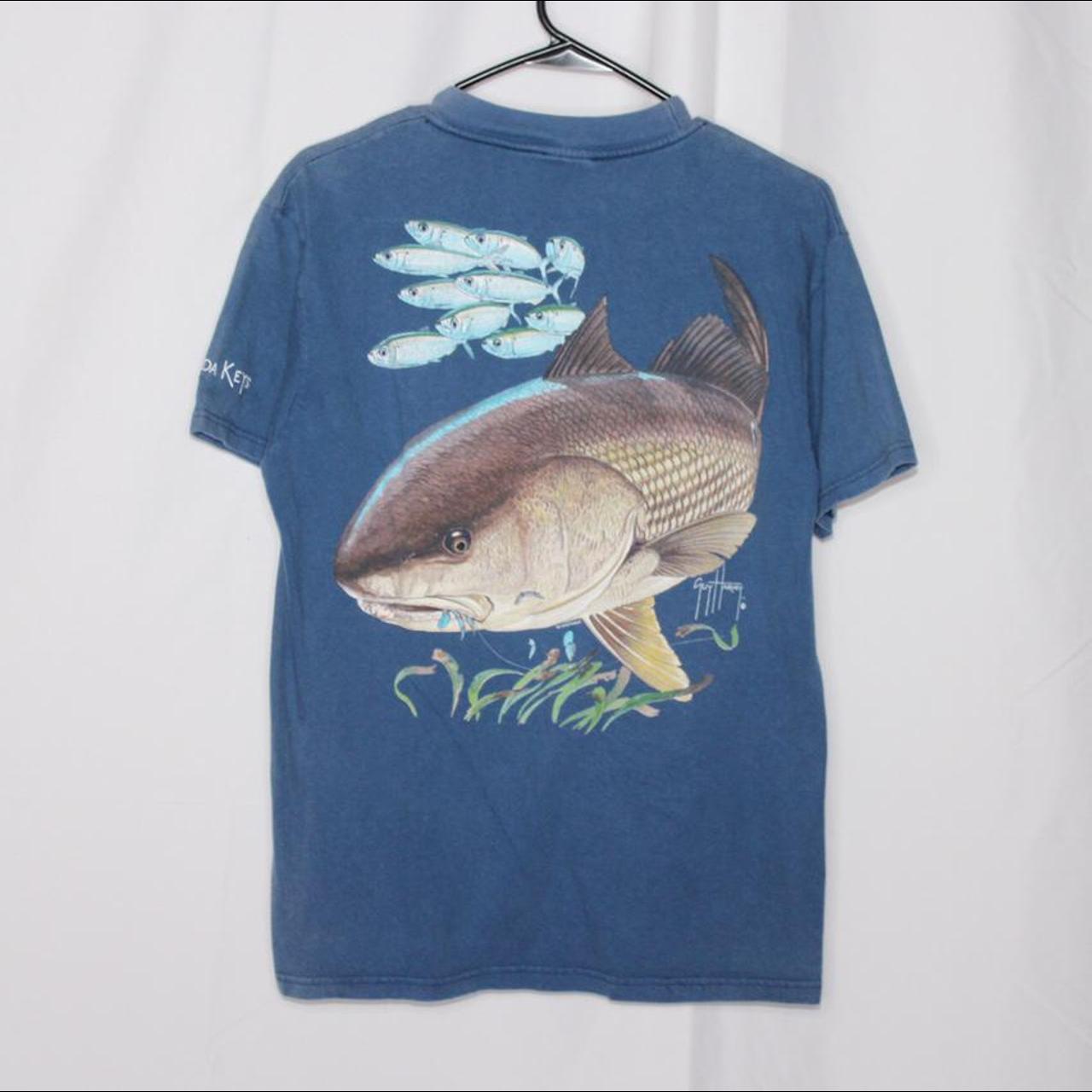 Guy Harvey Tshirt Discoloration and wear on... Depop